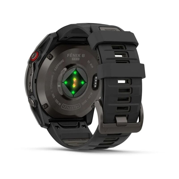 GARMIN  FENIX 8 PRO – 51 mm, AMOLED Sapphire, Carbon Gray DLC Titanium with Black/Pebble Gray Silicone Band 010-03199-01 от прозводителя Garmin